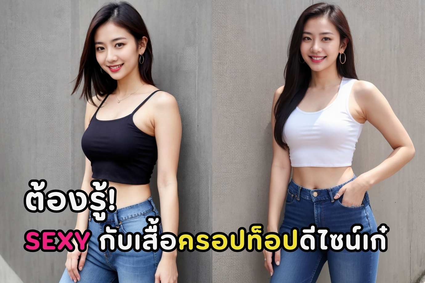 เสื้อครอปดีไซน์เก๋ สายเดี่ยว