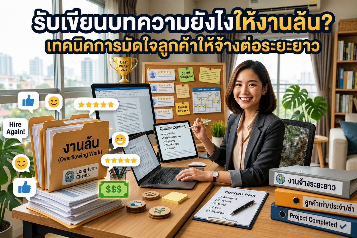 รับเขียนบทความยังไงให้งานล้น? เทคนิคการมัดใจลูกค้าให้จ้างต่อระยะยาว