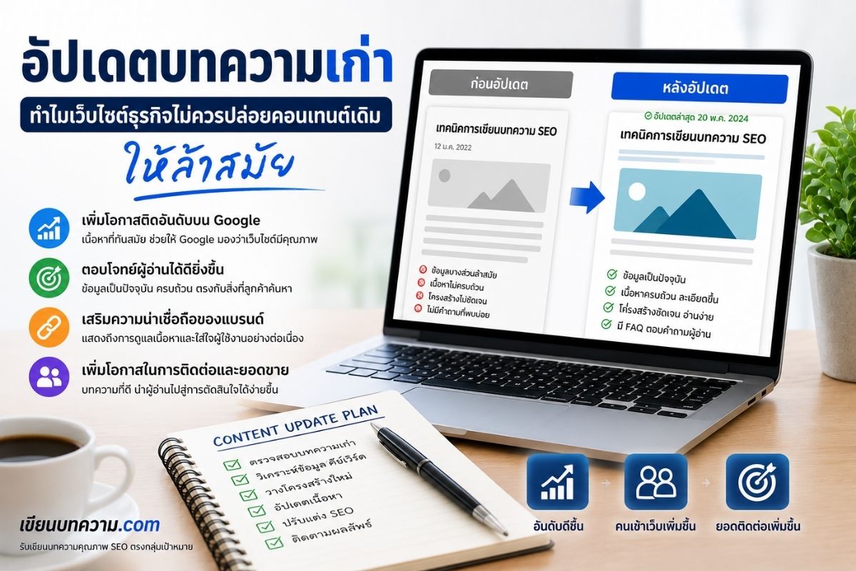อัปเดตบทความเก่า ทำไมเว็บไซต์ธุรกิจไม่ควรปล่อยคอนเทนต์เดิมให้ล้าสมัย