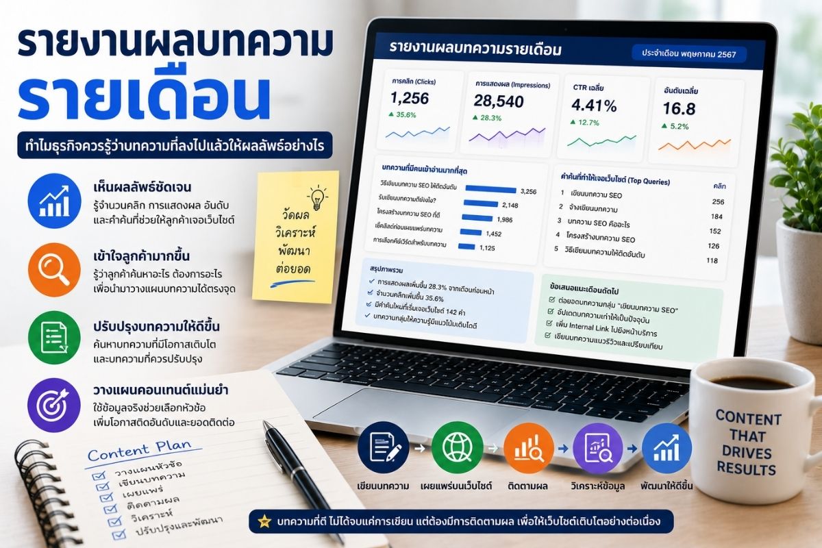 รายงานผลบทความรายเดือน ทำไมธุรกิจควรรู้ว่าบทความที่ลงไปแล้วให้ผลลัพธ์อย่างไร